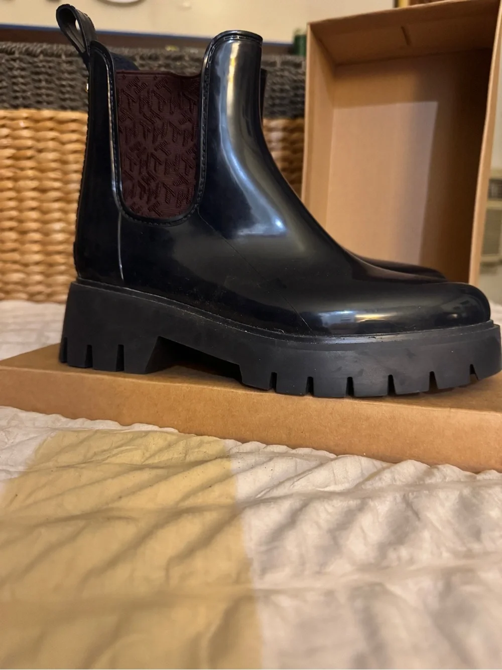Michael Kors Glossy Black Chelsea Rain Booties